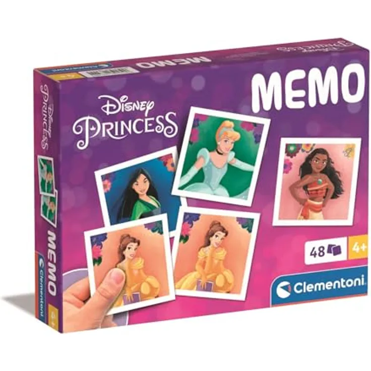 Clementoni MEMO Disney Prinzessinnen, klassisches Brettspiel zur Förderung von Beobachtungs- und Gedächtnisfähigkeiten, 48 Karten, farbenfroh
