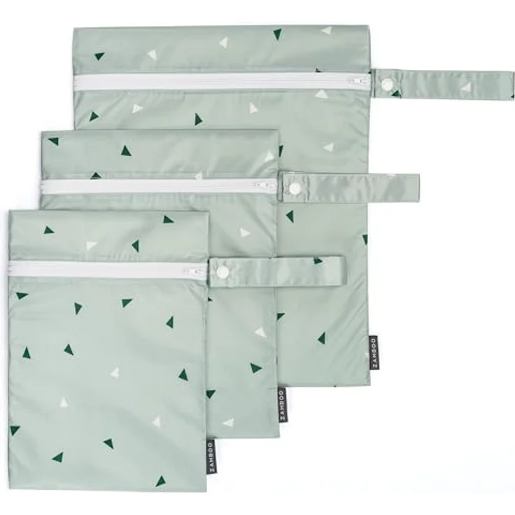 Zamboo Nasstasche/Windeltasche 3er Pack, umweltfreundliche Nassbeutel für Stoffwindeln und Wechselwäsche, Ökotex Standard 100, grün – Bild 1