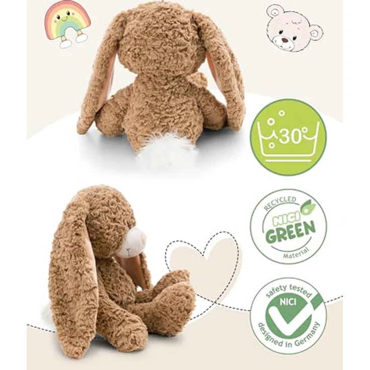 NICI Hase Lopino 25cm, braun - Weiches Plüschtier mit überlangen Schlappohren und einzigartiger Körperform, ideal zum Kuscheln & Spielen, tolle Geschenkidee für Kinder & Erwachsene | 62314 – Bild 3