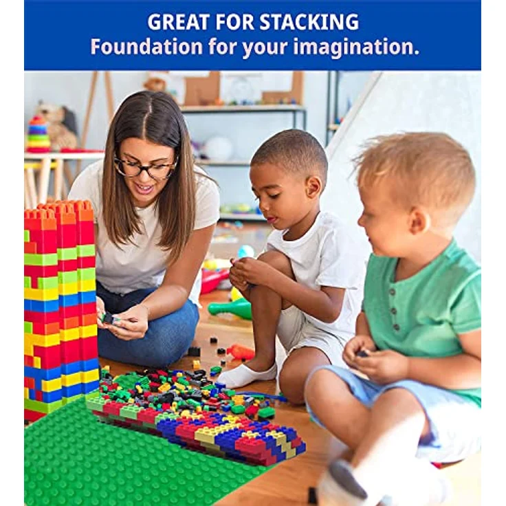 Große Bauplatte Kompatibel mit Lego Duplo Platten, Classic große Grundplatte,38. 4*38. 4cm Platten-Set für Kreatives Spielen, Grün (2 Stück ) – Bild 5