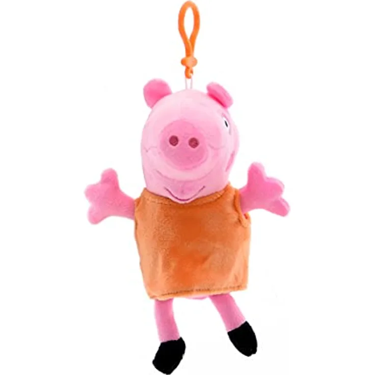 Peppa Pig Plüschanhänger (14cm) (Mama Wutz) - Kuscheltier mit Reißverschlussfach, Polyester