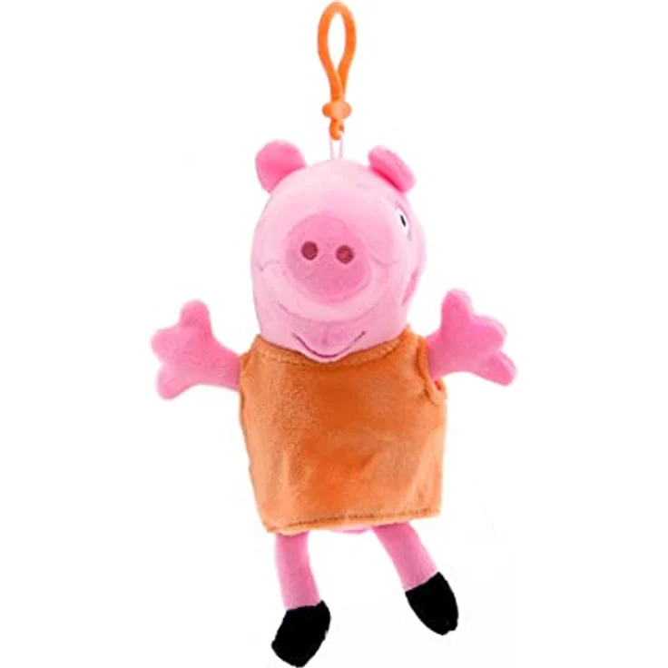 Peppa Pig Plüschanhänger (14cm) (Mama Wutz) - Kuscheltier mit Reißverschlussfach, Polyester