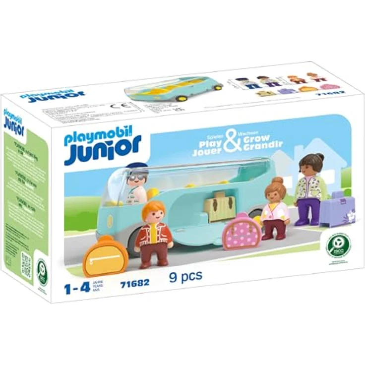 PLAYMOBIL Reisebus Junior 71682, Spielzeugbus mit Gepäckfächer, für Kinder 1-4 Jahre, inkl. Figuren und Zubehör – Bild 3