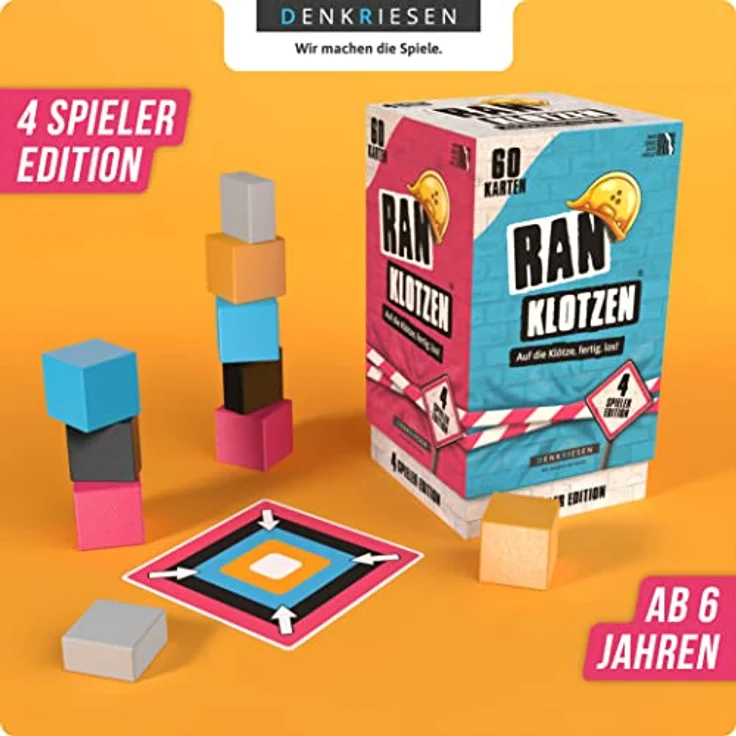 DENKRIESEN - RANKLOTZEN - „Auf die Klötze, fertig, los!“ | ab 2 Spieler | Familienspiel | Spiel aus Holz | Geschenkidee (4 Spieler Edition) – Bild 2