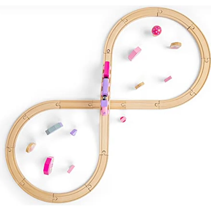 Bigjigs Rail Holzeisenbahn Set Märchen 8, 35 Teile mit Feenfiguren und farbigen Wagen, rosa – Bild 5