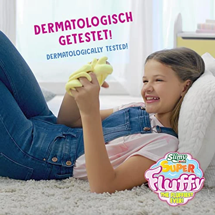 SLIMY Super Fluffy Spielmasse 100g Pink, extrem dehnbare Schleim Knete mit Bubblegum Duft, dermatologisch getestet, glutenfrei – Bild 3