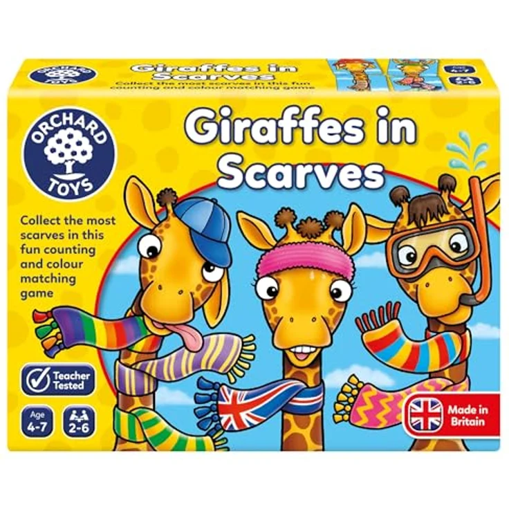Orchard Toys Giraffes in Scarves Game, Lernspiel für Kinder, Zählen und Farbabstimmung für 2-6 Spieler, geeignet für 4-7 Jahre – Bild 1