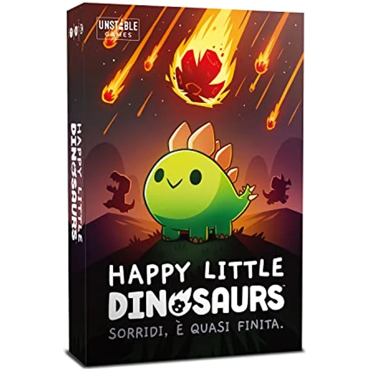 Asmodee Happy Little Dinosaurier, Tischspiel für 2-4 Spieler, ab 8 Jahren, italienische Ausgabe, inklusive 97 Karten und 4 Dinosaurier-Spielsteinen – Bild 1