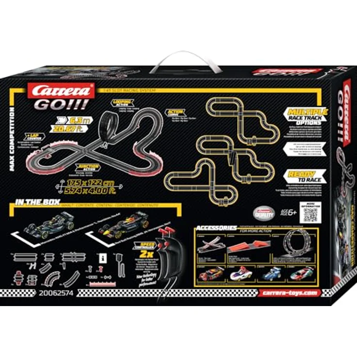 Carrera GO!!! Max Competition Rennbahn-Set, 6,3 Meter mit lizenzierten Formel-1-Slotcars für bis zu 2 Spieler, inklusive Mercedes-AMG F1 W14 E und Red Bull Racing RB19, für Kinder ab 6 Jahren und Erwachsene – Bild 3