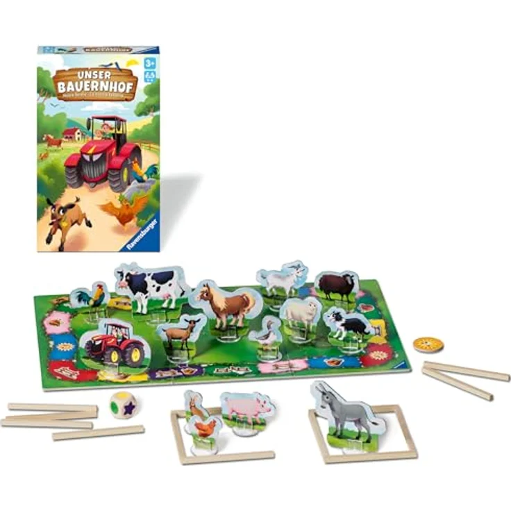 Ravensburger 22408 - Unser Bauernhof, Brettspiel für Kinder ab 3 Jahren, Würfel- und Sammelspiel für 2-4 Spieler, mit liebevoll gestalteten Spiel-Komponenten – Bild 5