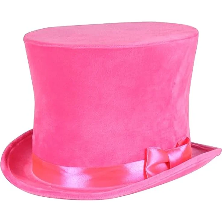 Thetru Zylinder Hut neon pink, Kostümzubehör aus Polyester mit Satinband, Gr. 59/60 – Bild 2