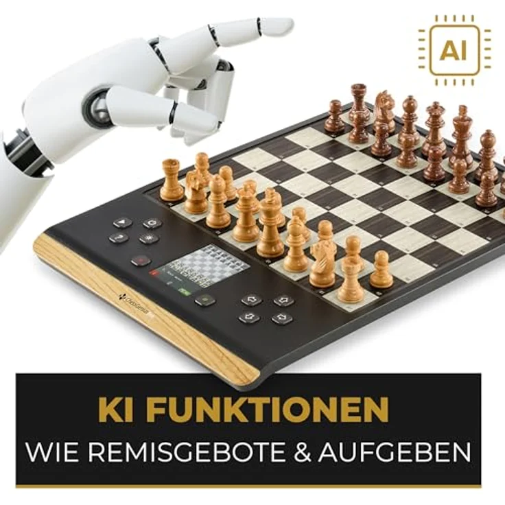 Millennium Chess Genius Pro 2024, Schachcomputer mit Holzoptik, 2200 ELO, Farbdisplay, Drucksensorbrett, magnetische Echtholzfiguren – Bild 6