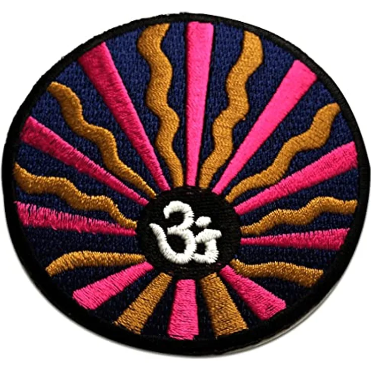 Om Symbol Spirituell Meditation - Aufnäher, Bügelbild, Aufbügler, Applikationen, Patches, Flicken, Zum Aufbügeln, Größe: Ø 8 cm, Farbe:pink