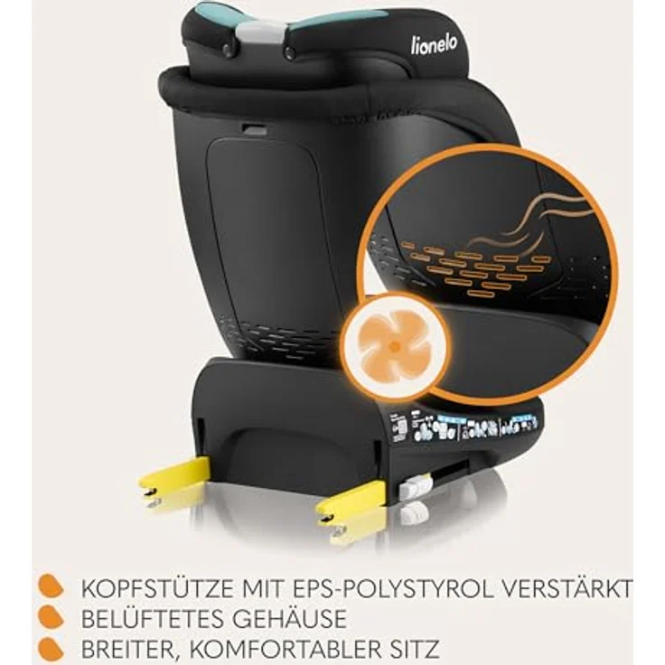 lionelo Autokindersitz NAVY I-SIZE, mit 360° EasyTurn-Drehbasis, ab Geburt bis 12 Jahren, 1,00-36,00 kg, (Set), 40-150cm, i-Size, schwarz – Bild 4