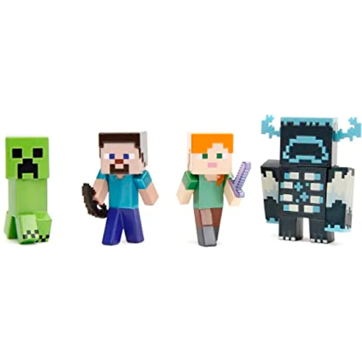 Jada Toys Minecraft Figuren-Set (4 Stück) aus Metall - Sammelfiguren aus Minecraft Caves & Cliffs (Steve, Alex, Creeper und Warden) für Gamer & Sammler ab 8 Jahre, je 6 cm – Bild 2
