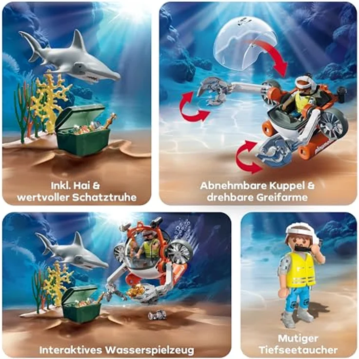 PLAYMOBIL Promo Pack 71860, Schatzsuche mit schwimmfähigem U-Boot, inklusive Hammerhai und Zubehör, Spielzeug für Kinder ab 4 Jahren – Bild 4
