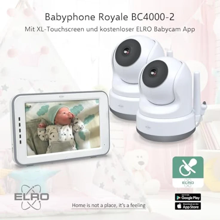 ELRO BC4000-2 Royale Babyphone mit 2 Full HD Kameras, 12,7 cm Touchscreen und Gegensprechfunktion – Bild 2