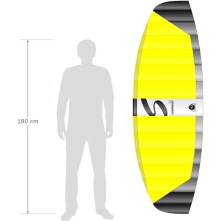 HQ HIGH QUALITY DESIGN Symphony Pro 2.2 Neon Yellow, Zweileiner Lenkmatte ab 14 Jahren, 73x220cm, inkl. 160kp Dyneemaschnüre 2x25m auf Winder mit Schlaufen, 2-6 Beaufort – Bild 2