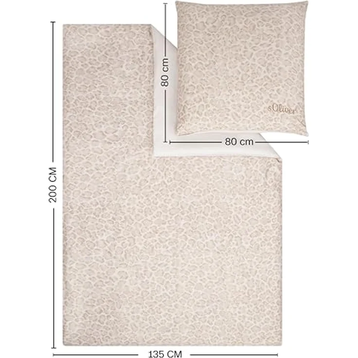 s.Oliver Mako Satin Bettwäsche Leo 135x200 cm, 100% Baumwolle, beige mit Leopardenmuster, weich, anschmiegsam, mit Reißverschluss, waschbar – Bild 4