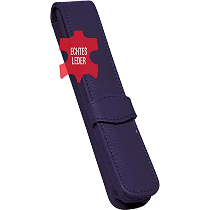 ONLINE Classic Lederetui für einen Stift I Blaues Stifteetui mit Stecklasche für Schreibgeräte aller Marken I Echtleder I Kugelschreiber-Etui, Füller-Etui, Schreib-Etui I 14,5x 2,5x 2,5 cm (LxBxH) – Bild 1