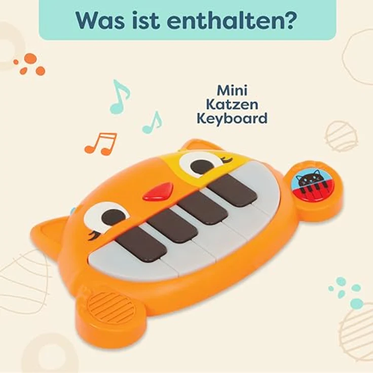 B. toys Baby Spielzeug Mini Meowsic Katzen Keyboard – Babyspielzeug Piano mit bunten Lichtern und Musik – Kinder Klavier Sensorik Spielzeug ab 6 Monaten – Bild 7