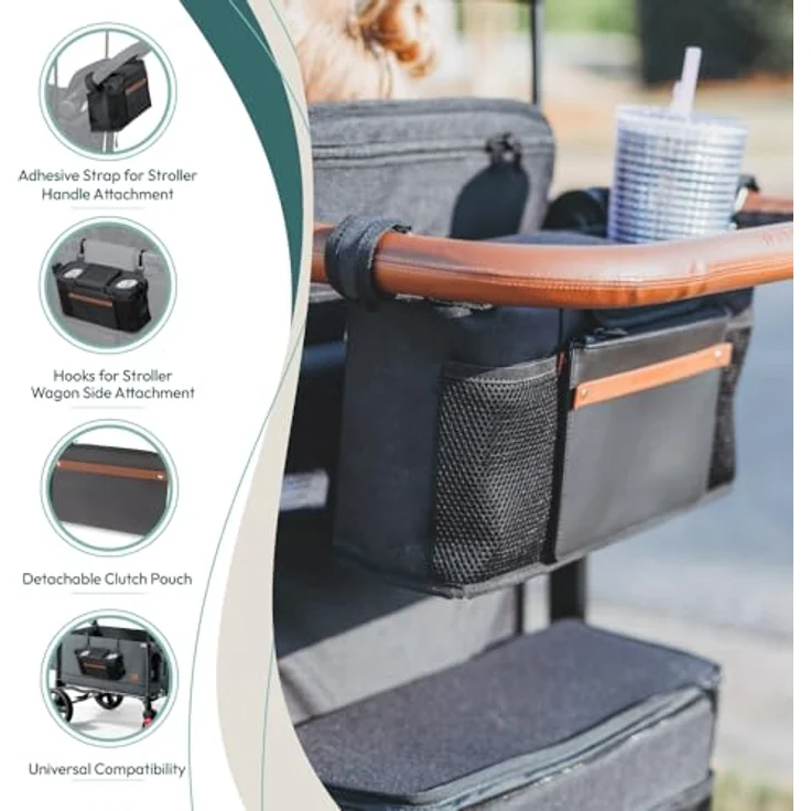 WonderFold Getränkehalter Black, Kinderwagen Zubehör für W4 Modelle, robuster Halter für Getränke und Snacks – Bild 6