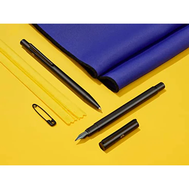 Faber-Castell Neo Slim Metal, Kugelschreiber mit mattem Schwarz-Chrom-Schaft und federbelasteter Metallklammer, schwarz – Bild 7