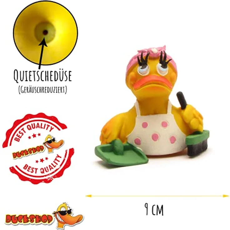 DUCKSHOP I Badeente Putzfrau Ente I Quietscheente I L: 7,5 cm – Bild 5