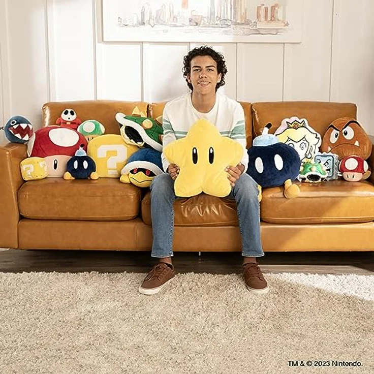 Tomy Super Mario Mocchi-Mocchi Plüschfigur Mega - Super Stern, 30 cm, super weich und knautsches Material – Bild 6