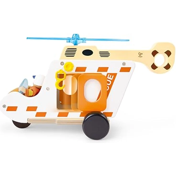 Hape Rescue Helicopter, Spielset mit 1 Figur, Hubschrauber mit öffnenden Türen und beweglichem Piloten, für Kinder ab 24 Monaten – Bild 5