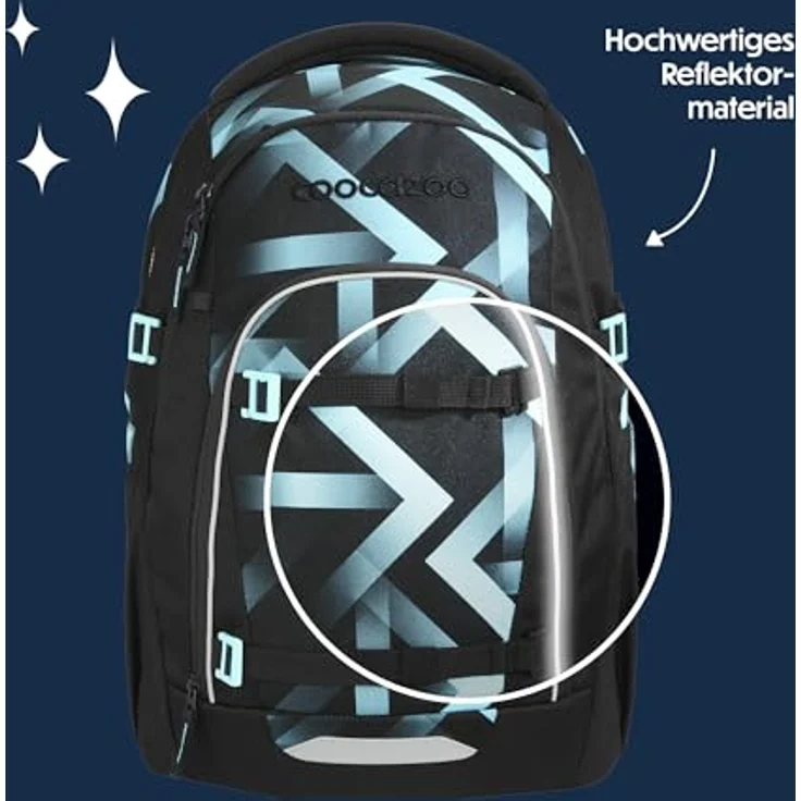 coocazoo Schulrucksack MATE, Laser Lights, ergonomisch mit Easy-Grow-System, 30 Liter Volumen, individuell gestaltbar – Bild 6