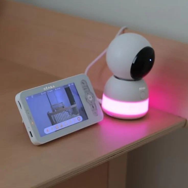 Béaba Babyphone mit Videofunktion, 720p-HD-Bildschirm, 360°-Kamera, Nachtsicht, Handy-App, Nachtlicht, Walkie-Talkie, Schlaflieder, Thermometer und Luftfeuchtigkeitskontrolle, Zen Night Light Weiß – Bild 5