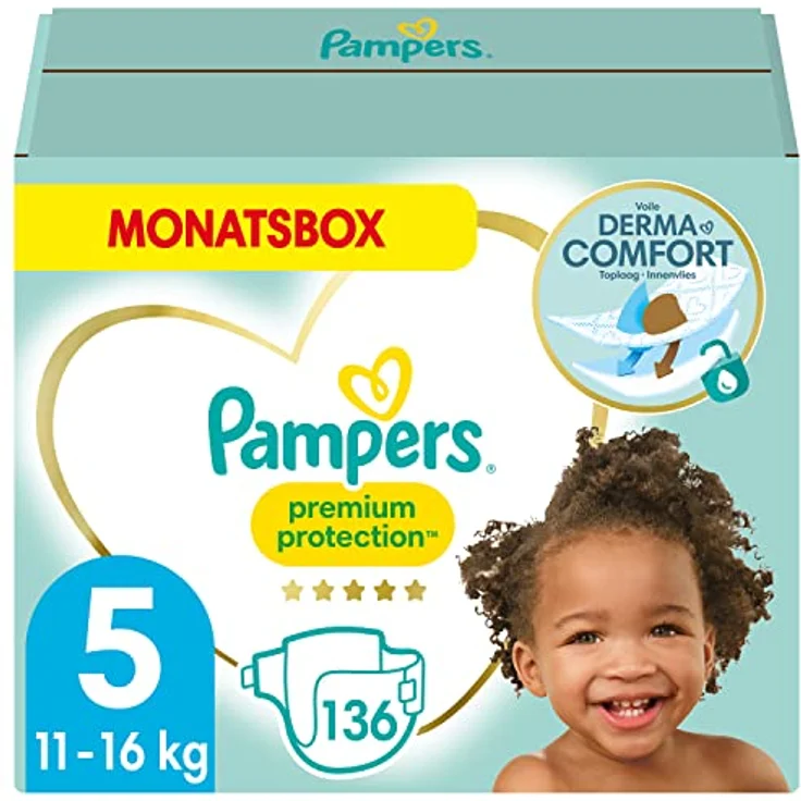 Pampers - Premium Protection Windeln, Gr.5 Junior Monatsbox (1 x 136 Stück) – Bild 2