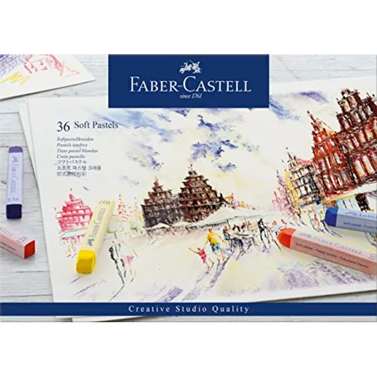Faber-Castell Softpastellkreiden, 36er Kartonetui mit leuchtenden Farben und hoher Pigmentierung