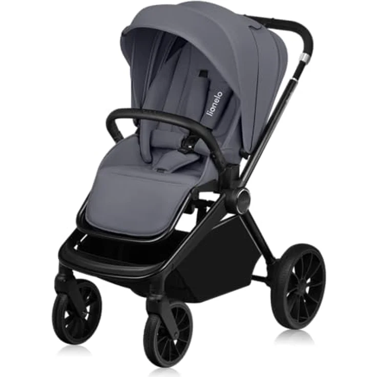 Lionelo MIKA PLUS 2-in-1 Buggy AiryDots, 360° drehbare PU-Räder, XXL-Verdeck, blau – Bild 2