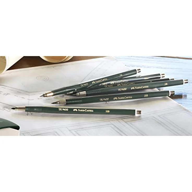 Faber-Castell TK9400 3B, Fallminenstift zum Zeichnen und Skizzieren, dunkelgrüner Schaft – Bild 5