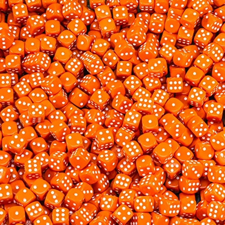 Waldfelsen Acryl Würfel Set, 50 Stück 16 mm in Orange, Hochqualitative 6-seitige Knobelwürfel mit Baumwollstoffbeutel – Bild 4