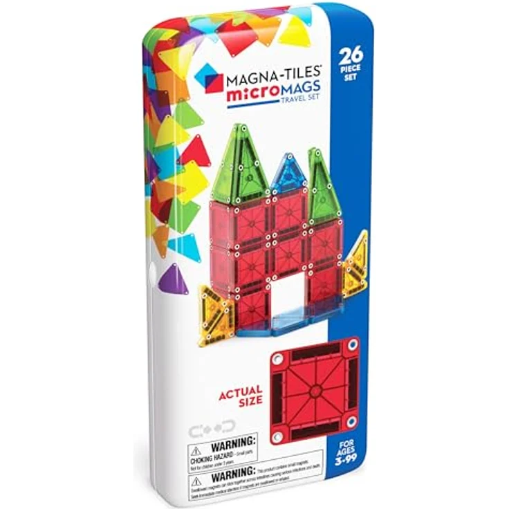 Magna-Tiles microMAGS 26-teiliges Reise-Magnetbauset - Kräftige Farben, Original Magnetbaumarke, entwickelt zur Förderung der Hand-Augen-Koordination und der Feinmotorik – Bild 1