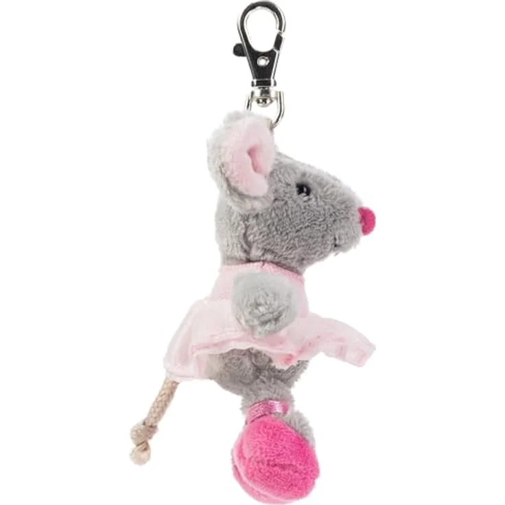 Schaffer Plüsch-Anhänger „Ballett-Maus“, ca. 11 cm, Schlüsselanhänger & Taschenanhänger mit Karabiner, weich & hochwertig, grau-rosa, Geschenkidee für Kinder & Erwachsene – Bild 3