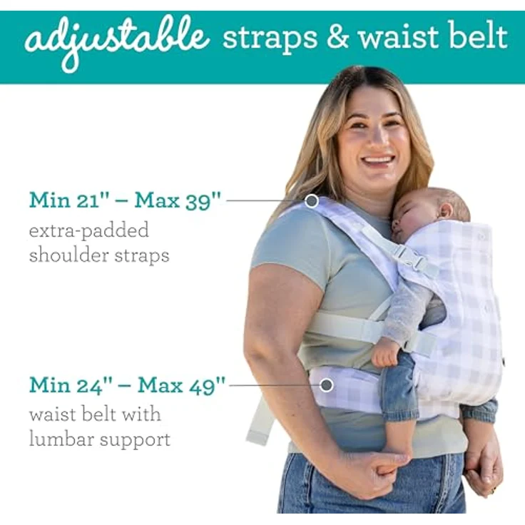 Infantino BKids Babytrage Flip Advanced - Ghingham Print, 4-in-1 Bauchtrage für Babys von 3,6 - 14,5 kg, ergonomisch & pflegeleicht – Bild 3