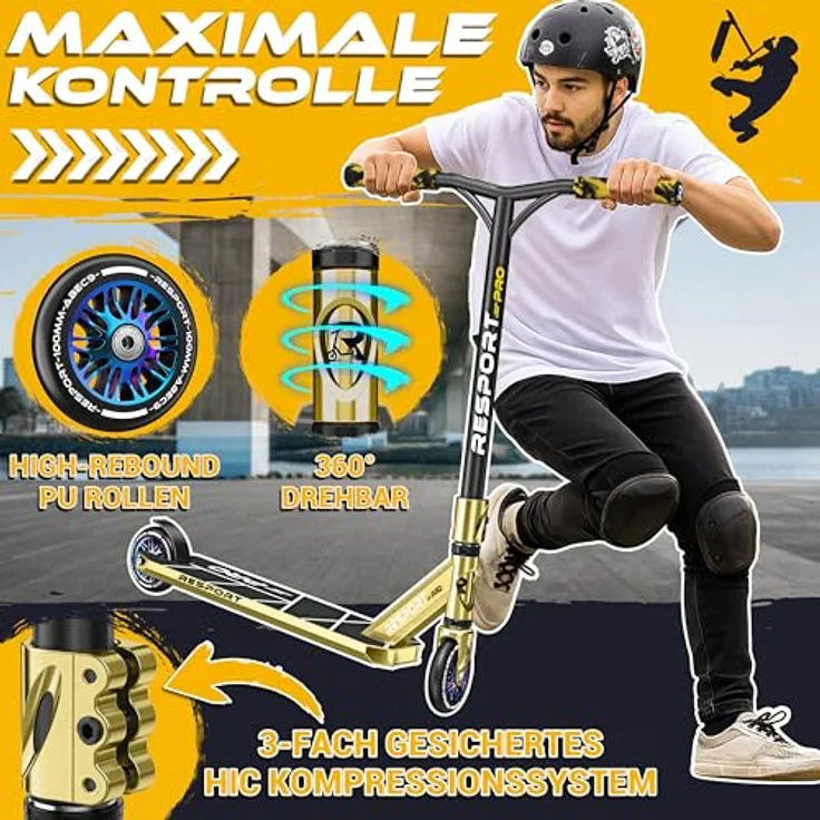 RE:SPORT REVO PRO Stunt Scooter, 110 mm PU Wheels, ABEC 9 Kugellager, inkl. Ständer, Aluminiumrahmen, für Kinder & Erwachsene – Bild 2