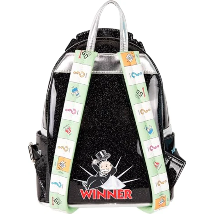 Loungefly Hasbro Monopoly Pennybags Mini Rucksack, veganes Lackleder mit glitzernden Details, 22,9 x 26,7 x 11,4 cm – Bild 4