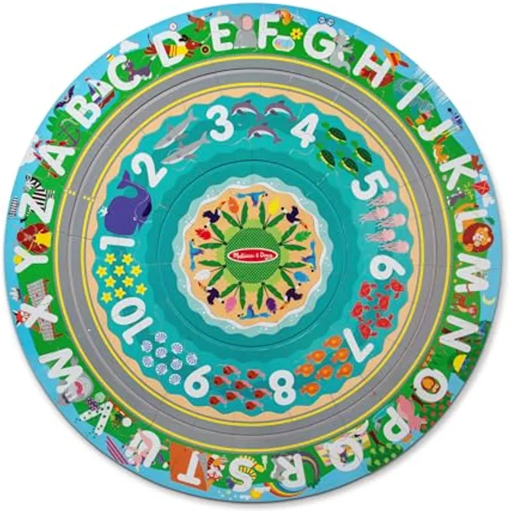 Melissa & Doug Bodenpuzzle Schienen rund um die Küste aus Karton und aufziehbare Fahrzeuge – 48 Teile, interaktives Lernspielzeug für Kinder ab 3 Jahren