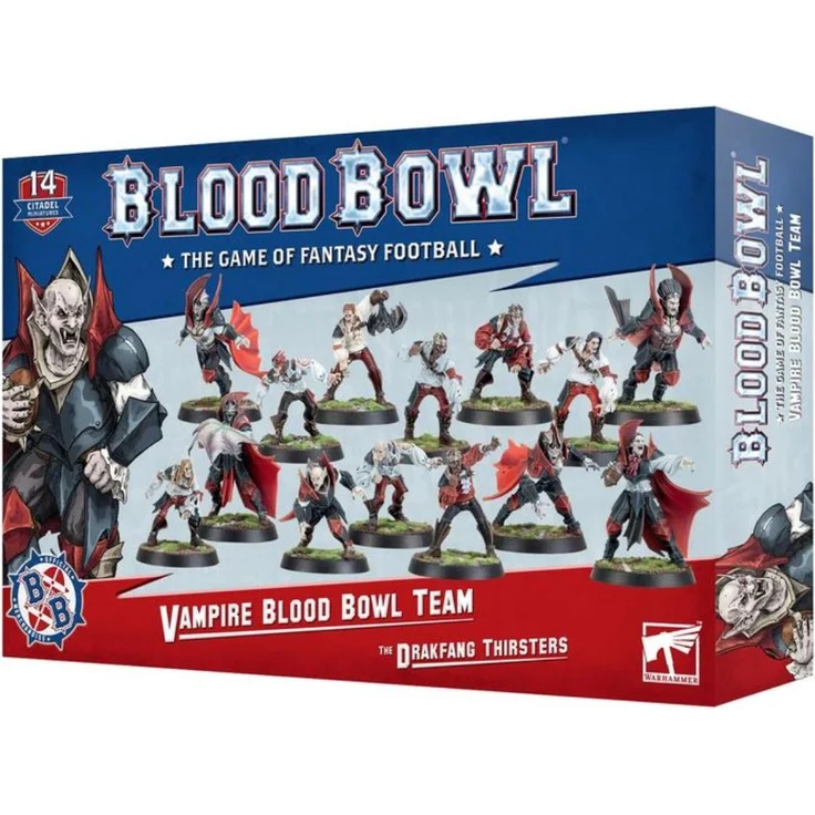 Games Workshop Blood Bowl: Vampire Team - Drakefang Thirsters, Mehrteileset mit 10 Miniaturen, unbemalt, inklusive 96 Kunststoffkomponenten und Transferbogen