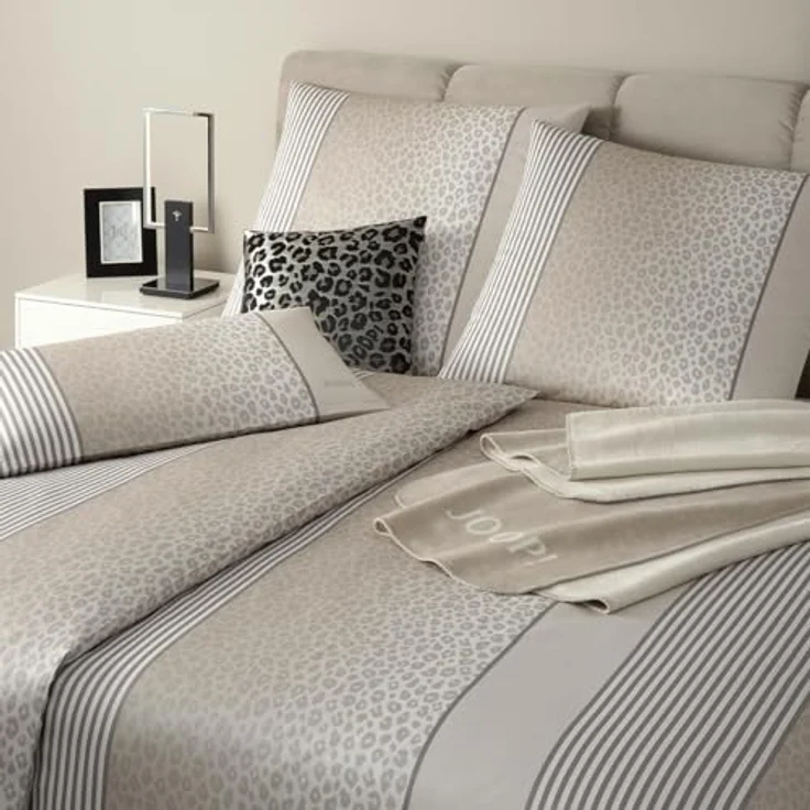 Joop! Bettwäsche Leo Cream, 100% Baumwolle, Mako-Satin, hergestellt in Deutschland, Bettbezug 140 x 200 cm + Kissenbezug 70 x 90 cm – Bild 2