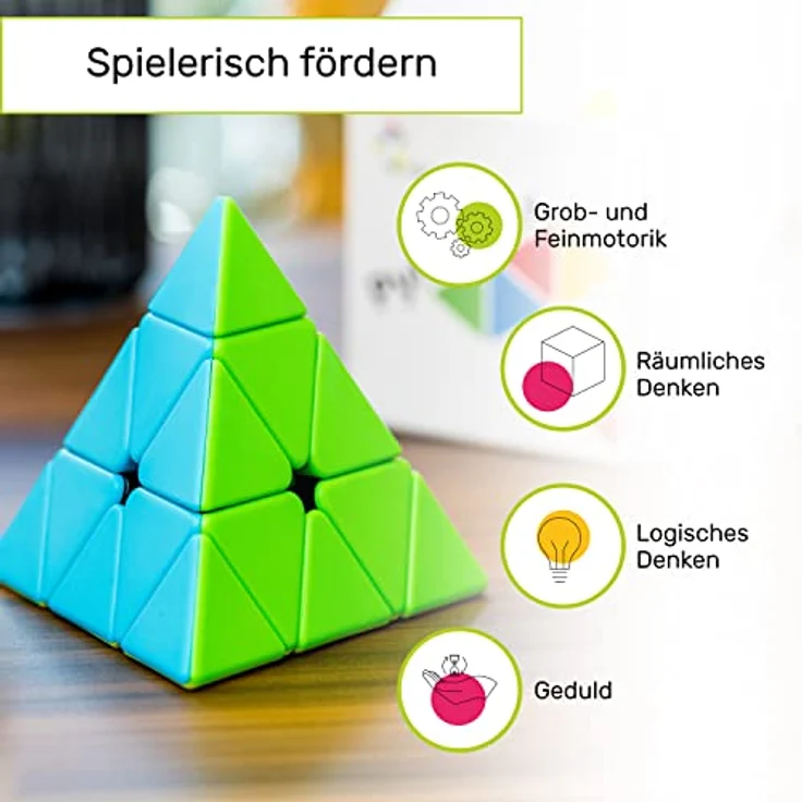 CUBIDI® - Zauberwürfel Pyramide - Spannender Pyraminx Brainteaser für Kinder und Erwachsene (ohne Sticker) – Bild 6