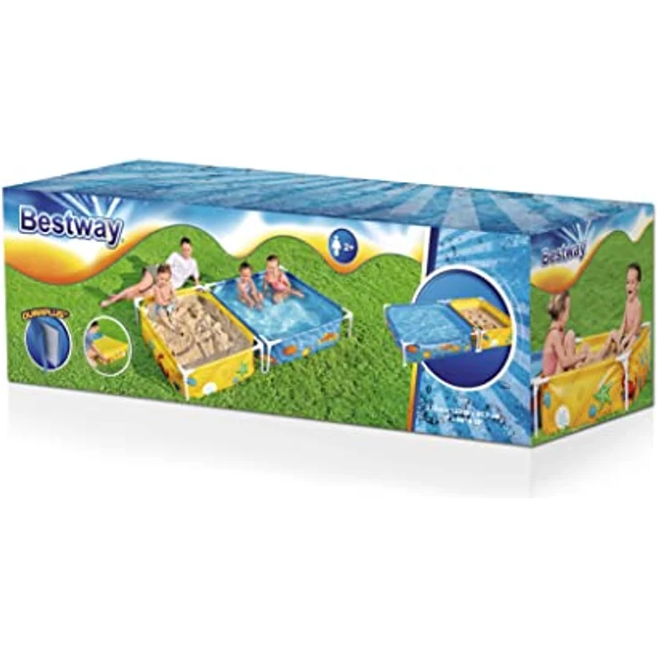 Bestway My First Frame Pool and Sandpit, 2-in-1 Kombinationsset mit DuraPlus-Folie, 2,13 m x 1,22 m, für Kinder ab 2 Jahren – Bild 3