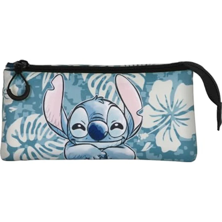 Disney Unisex 06183 Fan Dreifach Federmäppchen 2.0 Aloha, Rechteckig mit 3 Reißverschlussfächern, Blau, Einheitsgröße, 11 x 23 x 7 cm – Bild 2