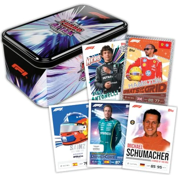 Topps 2026 Turbo Attax TCG - Formel 1 Super Tin, Sammeldose mit 72 Karten, inklusive 8 Limited-Edition-Karten und seltenen Relic-Karten – Bild 2