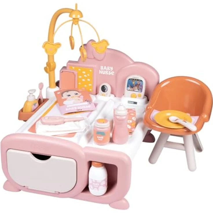 Smoby Baby Nurse Cocoon 3-in-1 Puppenmöbel, Spielset mit Pflege-, Schlaf- & Essbereich, inkl. 20 Zubehörteilen, für Puppen bis 42 cm, ab 3 Jahren – Bild 1